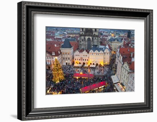 Overview of the Christmas Market and the Church of Our Lady of Tyn on the Old Town Square-Miles Ertman-Framed Photographic Print