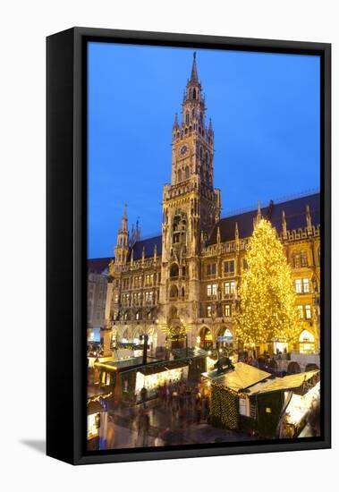 Overview of the Marienplatz Christmas Market and the New Town Hall, Munich, Bavaria, Germany-Miles Ertman-Framed Premier Image Canvas