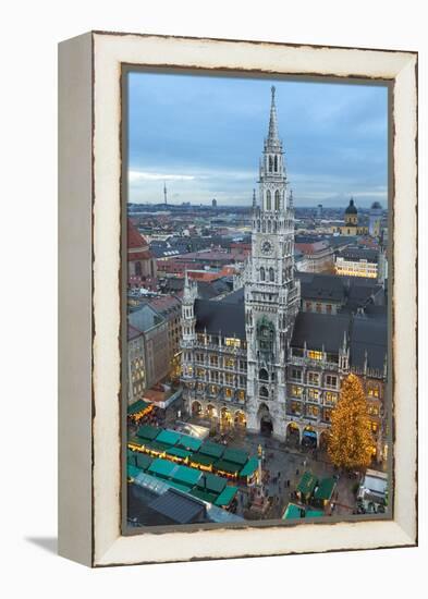 Overview of the Marienplatz Christmas Market and the New Town Hall, Munich, Bavaria, Germany-Miles Ertman-Framed Premier Image Canvas