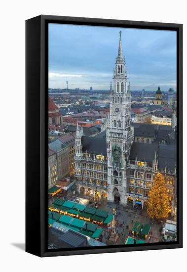 Overview of the Marienplatz Christmas Market and the New Town Hall, Munich, Bavaria, Germany-Miles Ertman-Framed Premier Image Canvas