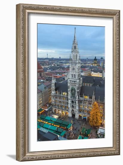 Overview of the Marienplatz Christmas Market and the New Town Hall, Munich, Bavaria, Germany-Miles Ertman-Framed Photographic Print