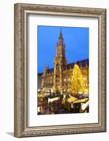 Overview of the Marienplatz Christmas Market and the New Town Hall, Munich, Bavaria, Germany-Miles Ertman-Framed Photographic Print