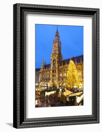 Overview of the Marienplatz Christmas Market and the New Town Hall, Munich, Bavaria, Germany-Miles Ertman-Framed Photographic Print