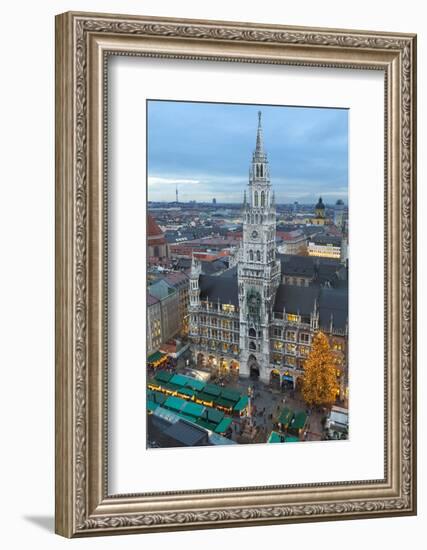 Overview of the Marienplatz Christmas Market and the New Town Hall, Munich, Bavaria, Germany-Miles Ertman-Framed Photographic Print