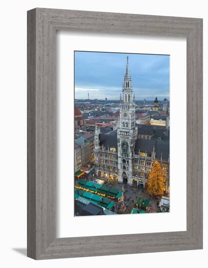 Overview of the Marienplatz Christmas Market and the New Town Hall, Munich, Bavaria, Germany-Miles Ertman-Framed Photographic Print