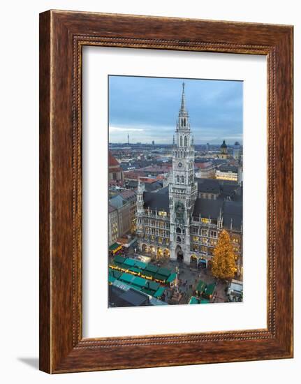 Overview of the Marienplatz Christmas Market and the New Town Hall, Munich, Bavaria, Germany-Miles Ertman-Framed Photographic Print