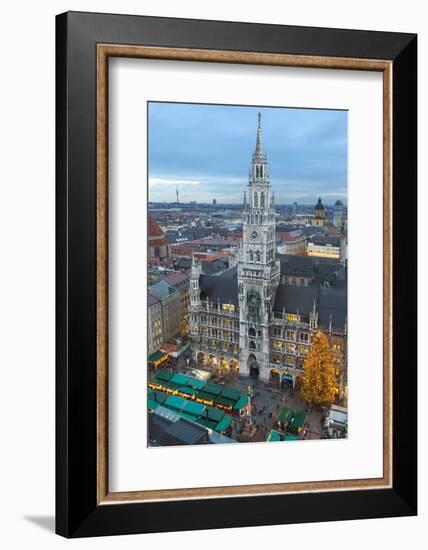 Overview of the Marienplatz Christmas Market and the New Town Hall, Munich, Bavaria, Germany-Miles Ertman-Framed Photographic Print