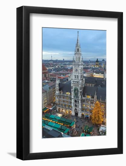 Overview of the Marienplatz Christmas Market and the New Town Hall, Munich, Bavaria, Germany-Miles Ertman-Framed Photographic Print