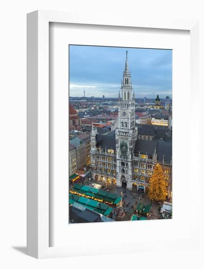 Overview of the Marienplatz Christmas Market and the New Town Hall, Munich, Bavaria, Germany-Miles Ertman-Framed Photographic Print