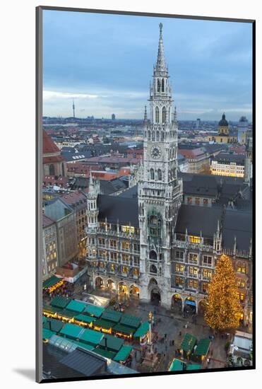 Overview of the Marienplatz Christmas Market and the New Town Hall, Munich, Bavaria, Germany-Miles Ertman-Mounted Photographic Print