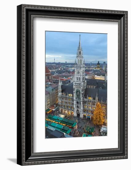 Overview of the Marienplatz Christmas Market and the New Town Hall, Munich, Bavaria, Germany-Miles Ertman-Framed Photographic Print