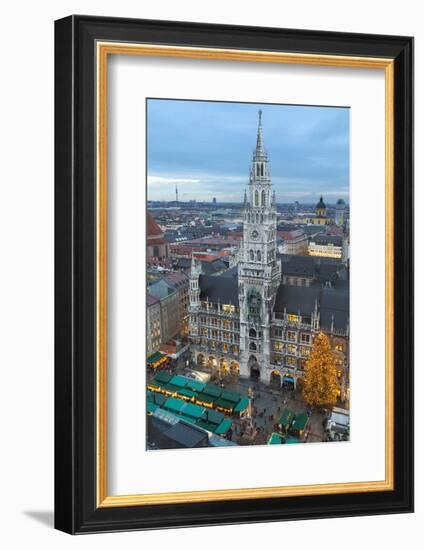 Overview of the Marienplatz Christmas Market and the New Town Hall, Munich, Bavaria, Germany-Miles Ertman-Framed Photographic Print