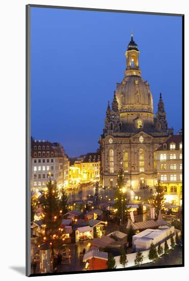 Overview of the New Market Christmas Market Beneath the Frauenkirche, Dresden, Saxony, Germany-Miles Ertman-Mounted Photographic Print