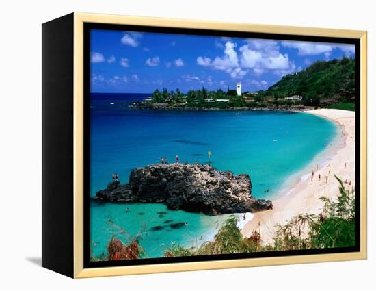 Overview of Waimea Bay on the North Shore, Waimea, U.S.A.-Ann Cecil-Framed Premier Image Canvas