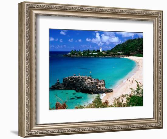 Overview of Waimea Bay on the North Shore, Waimea, U.S.A.-Ann Cecil-Framed Photographic Print