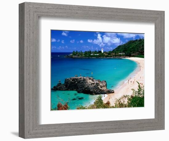 Overview of Waimea Bay on the North Shore, Waimea, U.S.A.-Ann Cecil-Framed Photographic Print