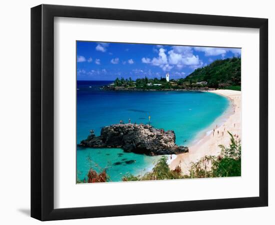 Overview of Waimea Bay on the North Shore, Waimea, U.S.A.-Ann Cecil-Framed Photographic Print