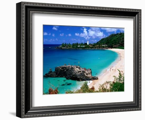 Overview of Waimea Bay on the North Shore, Waimea, U.S.A.-Ann Cecil-Framed Photographic Print