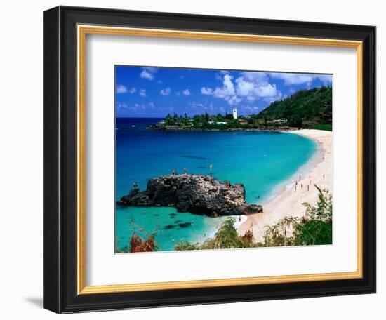 Overview of Waimea Bay on the North Shore, Waimea, U.S.A.-Ann Cecil-Framed Photographic Print