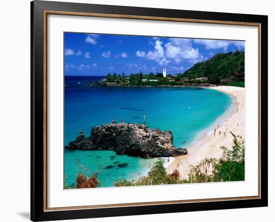 Overview of Waimea Bay on the North Shore, Waimea, U.S.A.-Ann Cecil-Framed Photographic Print