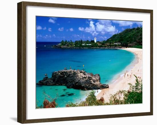 Overview of Waimea Bay on the North Shore, Waimea, U.S.A.-Ann Cecil-Framed Photographic Print