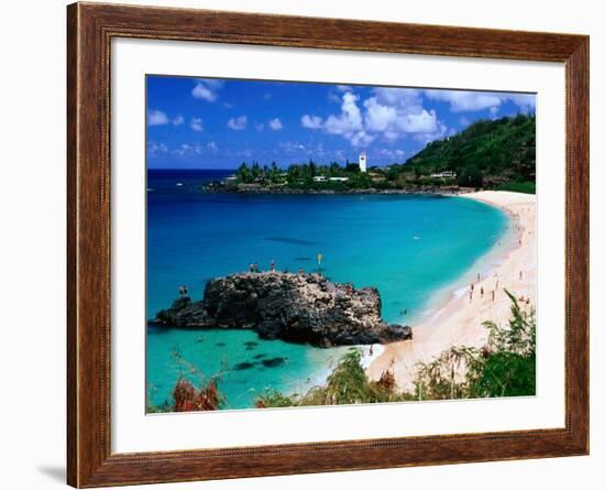 Overview of Waimea Bay on the North Shore, Waimea, U.S.A.-Ann Cecil-Framed Photographic Print