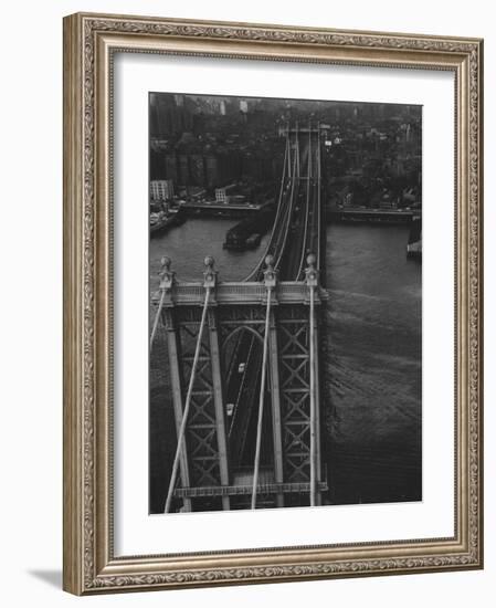 Overview Picture Looking Down at Brooklyn from Manhattan over the East River-Dmitri Kessel-Framed Photographic Print