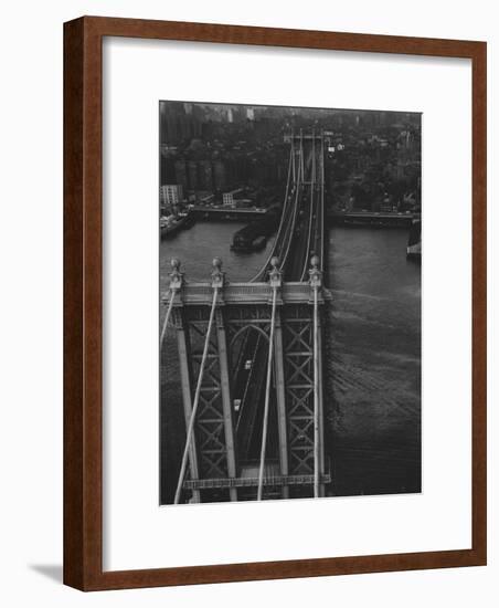 Overview Picture Looking Down at Brooklyn from Manhattan over the East River-Dmitri Kessel-Framed Photographic Print