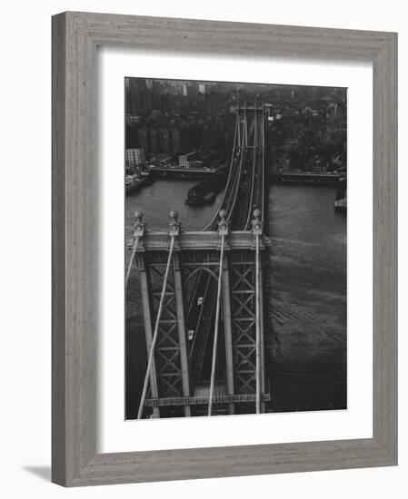 Overview Picture Looking Down at Brooklyn from Manhattan over the East River-Dmitri Kessel-Framed Photographic Print