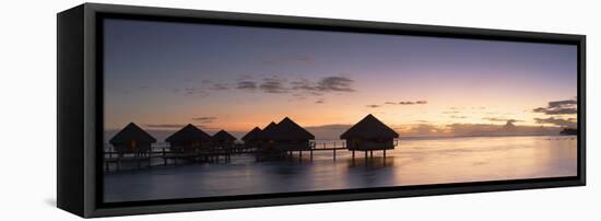 Overwater Bungalows at Le Meridien Tahiti Hotel at Sunset, Pacific-Ian Trower-Framed Premier Image Canvas