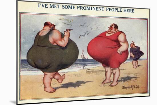 Overweight Men Smoking on the Beach-null-Mounted Giclee Print