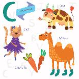 Very Cute Alphabet.C Letter. Cat, Cow, Camel, Carrots. Alphabet-Ovocheva-Art Print