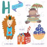 Very Cute Alphabet. J Letter. Jam, Jalapeno, Jellyfish, Jaguar-Ovocheva-Art Print