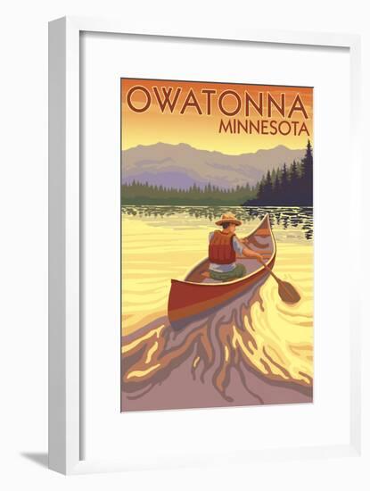 Owatonna, Minnesota - Canoe Scene-Lantern Press-Framed Art Print