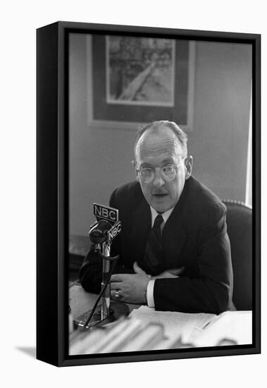 Owen Lattimore's Press Conference in the Ring Building Offices of His Lawyers, Washington D.C.-Michael Rougier-Framed Premier Image Canvas