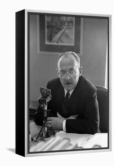 Owen Lattimore's Press Conference in the Ring Building Offices of His Lawyers, Washington D.C.-Michael Rougier-Framed Premier Image Canvas