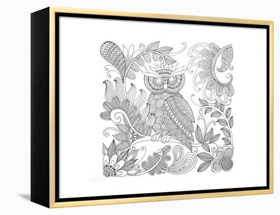 Owl 5-Neeti Goswami-Framed Stretched Canvas