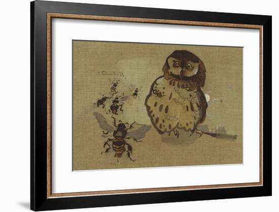 Owl And Bee-Joseph Crawhall-Framed Premium Giclee Print