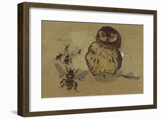 Owl And Bee-Joseph Crawhall-Framed Premium Giclee Print