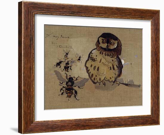 Owl and Bees-Joseph Crawhall-Framed Giclee Print