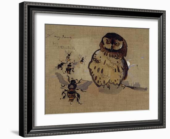 Owl and Bees-Joseph Crawhall-Framed Giclee Print