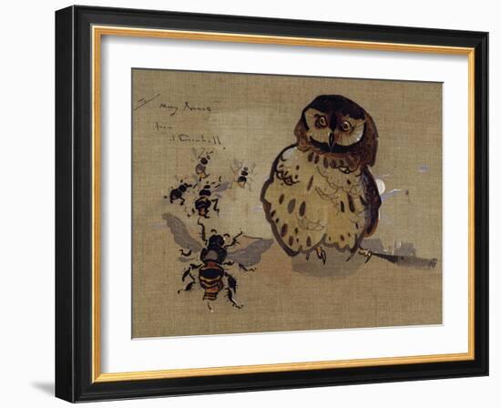 Owl and Bees-Joseph Crawhall-Framed Giclee Print