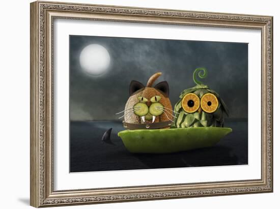 Owl and Cat-Carrie Webster-Framed Giclee Print