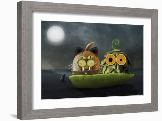 Owl and Cat-Carrie Webster-Framed Giclee Print