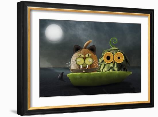 Owl and Cat-Carrie Webster-Framed Giclee Print