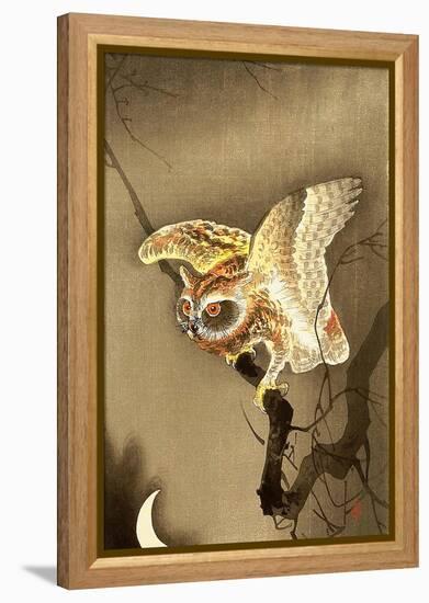 Owl and Crescent Moon-Koson Ohara-Framed Premier Image Canvas