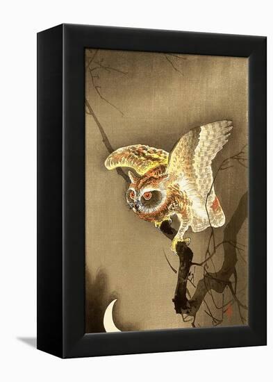 Owl and Crescent Moon-Koson Ohara-Framed Premier Image Canvas