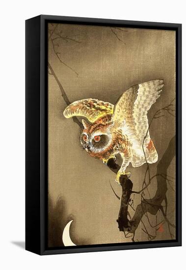 Owl and Crescent Moon-Koson Ohara-Framed Premier Image Canvas