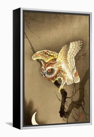 Owl and Crescent Moon-Koson Ohara-Framed Premier Image Canvas