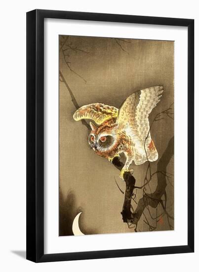 Owl and Crescent Moon-Koson Ohara-Framed Giclee Print